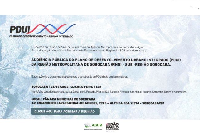 Audiência Pública- Plano de Desenvolvimento Integrado (PDUI).